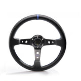 Car Racing Steering Wheel 3 Colors 14inch 350mm Aluminum Bracket and PVC Leather Button Sport Steeing wheel with Logo