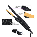Flat Iron Hair Straightener &amp; Professional Styler  Smoothing Iron Hot Comb Curling Brush 2 in 1 Men Beard Straightening Iron