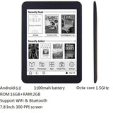 16GB E book 7.8 inch touch HD screen E-book reader Octa-core android WiFi Ereader Bluetooth audio E-ink 3100mah battery+earphone