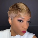 Wigs Women's Short Straight Hair Highlights Fashion Mechanism Synthetic Fiber Head Cover Pixie Wigs