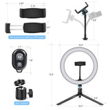 LED Ring Light USB Desk Ring Lamp LED Desktop Ring Lights 10 Brightness Dimmable 2700-6500K With Tripod Stand For Live Streaming