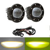 3inch Round Flush Mount Led Work Light White-Yellow-Color-in-One 8D Projector Lens 20W Driving Lamp for Off-road Cars Trucks 12V