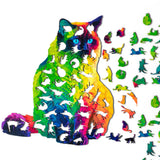 Wooden Puzzles Rainbow Cat Building Blocks Puzzle For Kids Adults