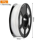 TPU Filament 1.75mm 0.5kg High Accuracy Flexible TPU 3D Printer Filament for Printing Keyrings Insoles Mobile Phone Cases