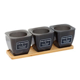 3pcs Windowsill Home Decor Balcony With Bamboo Tray Translucent Black Stickers Ropes Office Flower Pot Set Living Room Succulent