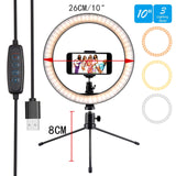 26cm Selfie Ring Light Led  Photography Ringlight Holder Fill Ring Light With Tripod Stand For Video Makeup  Live Streaming