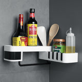 Multifunctional Punch Free Rotatable Plastic Bathroom Shelf Kitchen Corner Storage Rack Shower Gel Holder With Hook Towel Bar