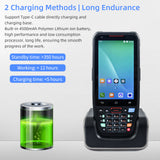 Handheld POS Android 10.0 PDA Terminal 1D/2D/QR Barcode Scanner with Charge Base Support 2/3/4G WiFi BT w/ 4.0 Inch Touchscreen