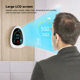 Air Quality Monitor CO2 Alarm Detector LCD Indoor Temperature Humidity Carbon Dioxide Tester 1400mAh Rechargeable CO2 Tester