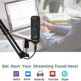 USB Streaming Podcast PC Microphone,192KHZ/24Bit Studio Cardioid Plug&amp;Play Condenser Mic Kit For Youtuber Gaming,Etc