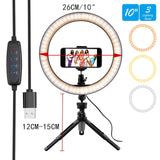 26cm Selfie Ring Light Led  Photography Ringlight Holder Fill Ring Light With Tripod Stand For Video Makeup  Live Streaming