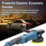 980W Electric Eccentric Sander 5 Inch Polishing Machine 125mm Disc Home Wood Processing Furniture Car Polishing Machine