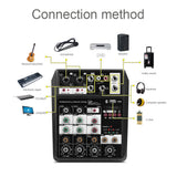 Sound Card 4 Channel Studio DJ Music Recording Multifunction Portable Home Computer Playback Live Streaming Audio Mixer