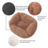 Square Dog Bed House Soft Long Plush Cat Mat Square Cat Bed House Cats Dog Mat Winter Pet Cushion Portable For Pets Cats Basket