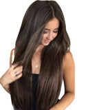 Chemical Fiber Wig Women's Middle Split Long Straight Hair Wigs Mechanism Rose Net Chemical Fiber Head Cover Wigs