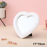 Heart-shaped Glass Mirror Beauty Makeup Tool Rotatable Standing Table Compact Mirror Dressing Table Home Bedroom Makeup Mirror