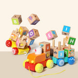 26 PCS Alphabet Letters Building Blocks Set Wooden Train Montessori Educational Toys For Toddlers Birthday Gifts