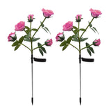 2pcs/pack Garden Stake Lamp Landscape Home Walkway Pathway IP65 Waterproof Lawn Yard Solar Powered Decorative Light Rose Flower
