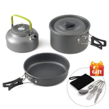 2021New Ultralight Camping Pot Frypan Kettle Cookware Utensils Outdoor Tableware Set Hiking Picnic  Tableware Pot Pan 2-3Persons