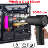 Compressed Air Duster For Computer Keyboard 60000RPM USB Charging Mini Electric Cordless PC Car Cleaner Wireless Air Blower