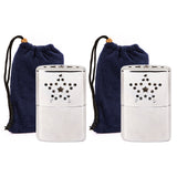 2pcs/1pc Outdoor Metal Hand Warmer with Pouch for Fishing Camping Hiking Metal Hand Warmer Petrol Reusable Pocket for Ski Winter