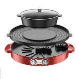 220V Electric Hot Pot 2 In 1 Multifunctional Hotpot Barbecue Grill Pan Pot Hot Pot Roasting Pan Double Separation