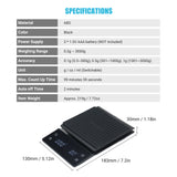 0.3g~3000g High Precision Digital Scale with Waterproof Surface Electronic Scale LED Display with Backlight Kitchen Scale