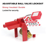 Ball Valve Locking, Adjustable Ball Valve Locking Device, Small, For 1/2Inch-2-1/2Inch Outer Pipe Diameter, Red