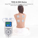 Portable Dual-Channel TENS&amp;EMS Device Pulse Massager Muscle Stimulator Unit 12 Massage Modes 40 Strength Levels Adjustable Timer