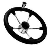 15.5 inch Boat Steering Wheel Replacement Stainless Steel 5 Spoke with Knob Fit for Ship Yacht Boat Parts Accessories