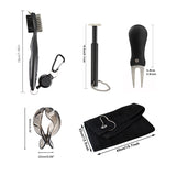 7Pc/Set Golf Club Cleaning Kit Golf Cleaning Brush w Carabiner Golf Towel Green Fork Golf Club Groove Sharpener Golf Accessories