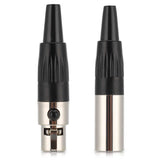 1 Pair Pure Copper Casing Pins 3 Core MINI XLR Connector DIY Audio Cable Welding Plug for wires up to 3.2mm in diameter