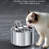 Stainless Steel Automatic Cats Fountain 2L Running Water Drinking For Cat Dog Pet Drinker Dispenser