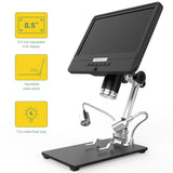 Andonstar AD208S 8.5 Inch LCD 5X-1200X Digital Microscope 1280*800 Adjustable 1080P Scope Soldering Tool with Two Fill Lights