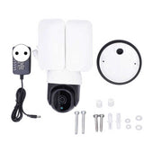 Pan Tilt Security Light CCTV Spotlight PTZ Camera Face Recognition Motion Detection 355 Degrees Panoramic with Siren Alarm for