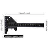 Woodworking Scriber Vernier Caliper Aluminum Alloy DIY Tool Home T Shaped Ruler Removable Professional Rustproof Marking
