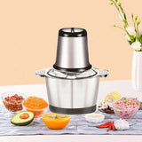 2 Speeds 250W Stainless Steel 2L Capacity Electric Chopper Meat Grinder Mincer Food Processor Slicer,EU Plug