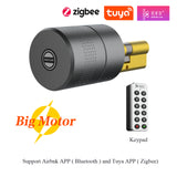 Tuya Zigbee Optional Smart Remote Control Automatic EU Cylinder Lock Airbnk M501 Big Motor Power Fingerprint Password Lock
