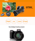 2021 Digital Camera POLO D7100 33Million Pixel Auto Focus Professional SLR Video Camera 24X Optical Zoom with Three Lens