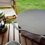 Cast Iron Wok Frying Cooking Round Grill Baking Tray BBQ Grill Outdoor Picnic Grilling Tool Cooking Device For Camping