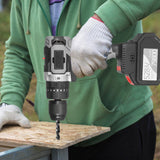 Cordless Drill Driver 21V 6.0A Battery 1/2 Inch Metal Keyless Chuck 20+3 Position 0-1550RMP Variable Speed Impact Hammer Drill