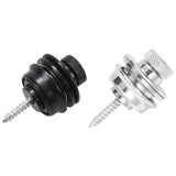4Pcs Non-Slip Guitar Strap Lock Guitar Belts Buckle Button Thread -Black &amp; Silver