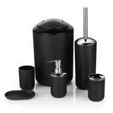 Nordic 6Pcs Black Bathroom Accessories Toothbrush Holder Bin Soap Dish Dispenser Tumbler Toilet Brush Toilet Bathroom Set #A