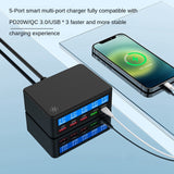 USB Multi-Port Charger HD LCD Intelligent Digital Display Compatible With Various Electronic Devices 65W (EU Plug)