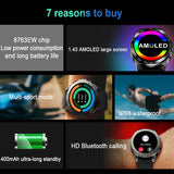 Smart Watch NFC Men Amoled 1.43 Inch Big Screen Bluetooth Call Heart Rate Blood Pressure Fitness Tracke Smartwatch