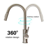 Touch Inductive Kitchen Faucets Kitchen Hot Cold Water Mixer 360 Rotation Pull Out Handle Faucet Mixer Tap Torneira Da Cozinha