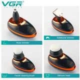 VGR 5in1 Grooming electric shaver kit wet dry for men beard hair trimmer electric razor rechargeable bald head shaving machine