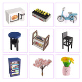 Japanese style snack bar DIY Wooden Doll House Miniaturas with Furniture  DIY House Home Dollhouse Toys for Children Christmas