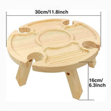 Wooden Folding Picnic Table Outdoor Wine Table with Glass Holder 2 In 1 Wine Glass Rack Outdoor Portable Camping Folding Table