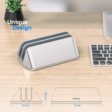 Vertical Laptop Stand with 2 Slots Adjustable Width Aluminum Space-Saving Vertical Desktop Notebook Holder
